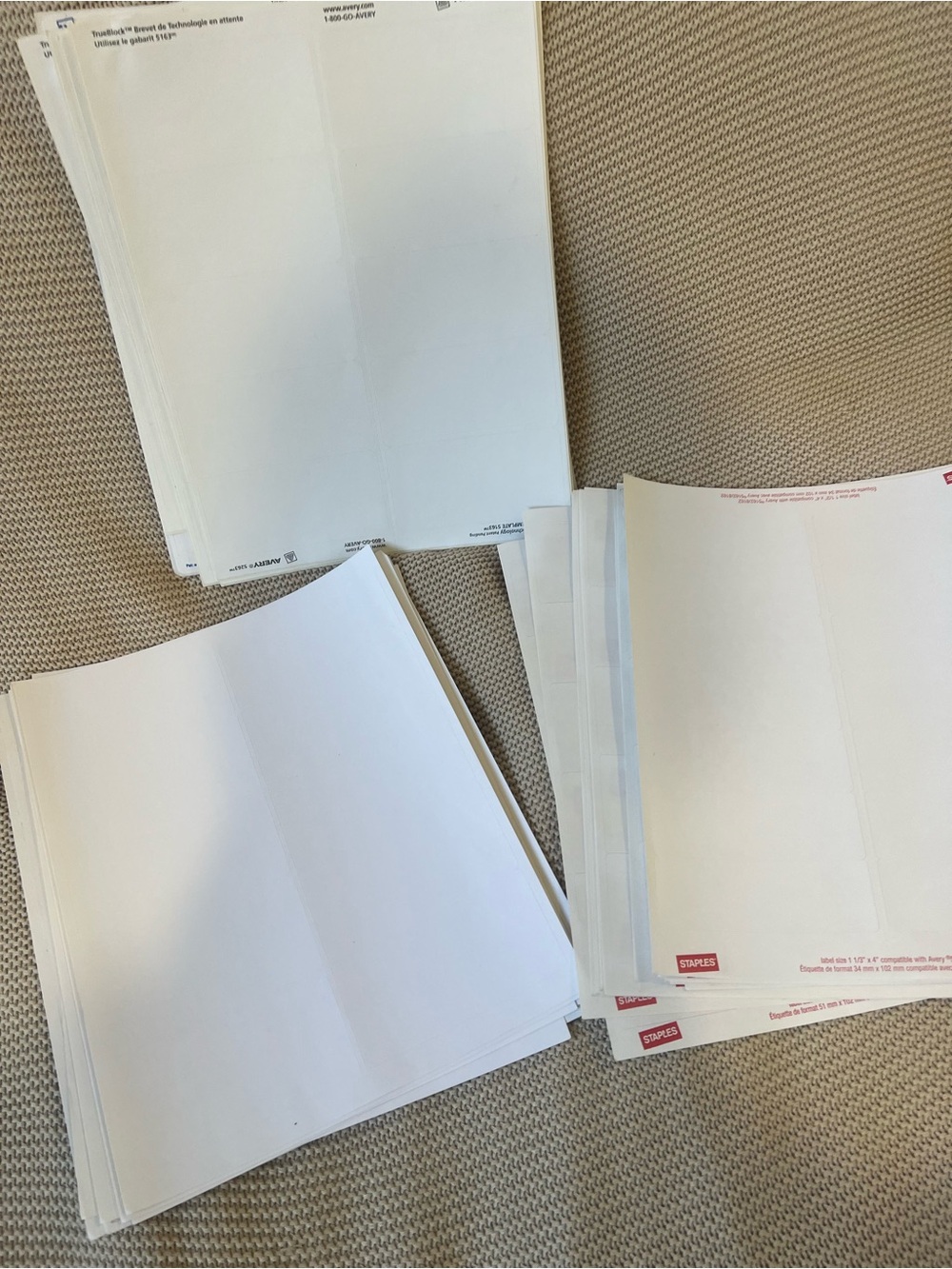 Avery/Staples White Printable Address/Shipping Labels - Peel & Stick 500
